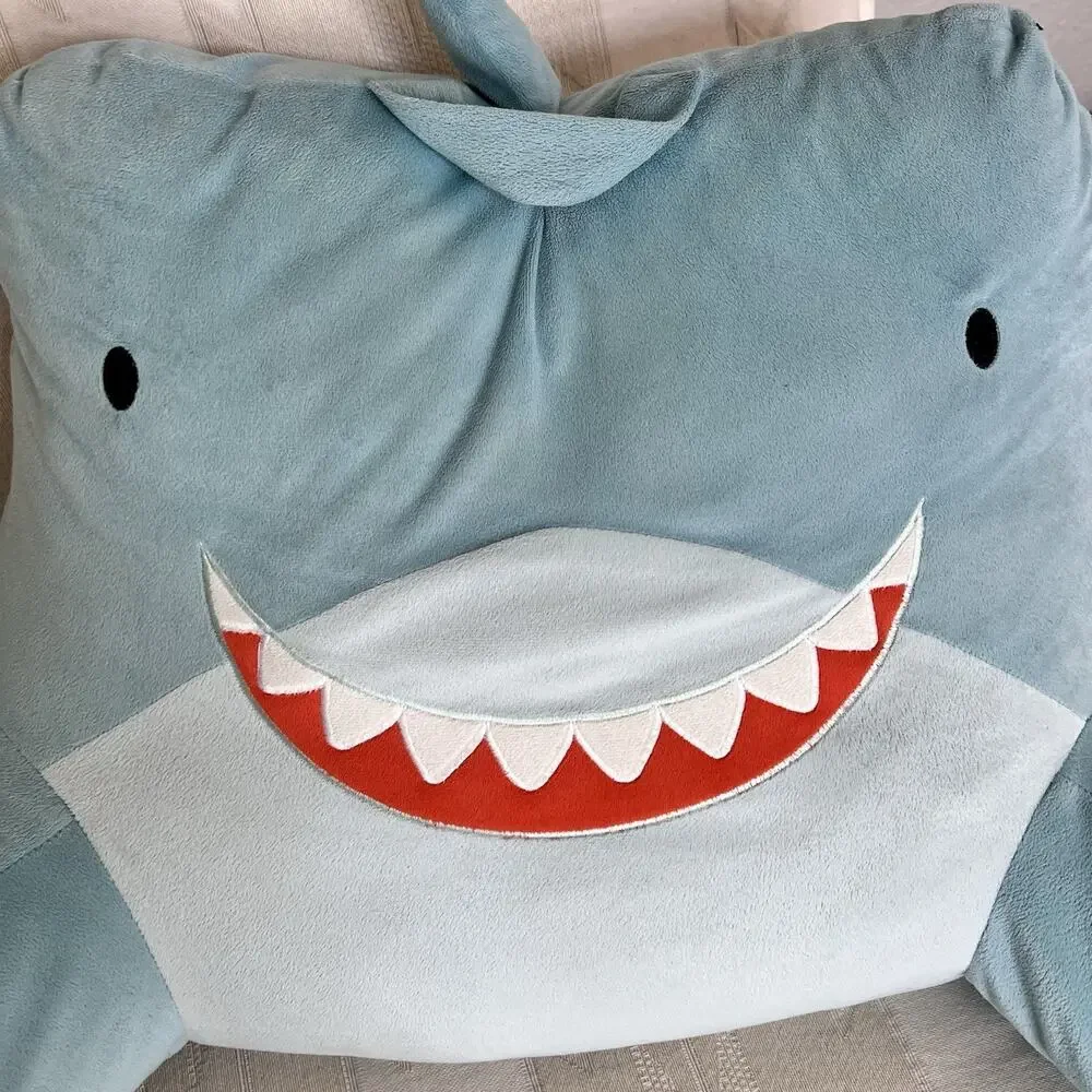 Shark Lounge/Reading Pillow Large 33x18” Kohls The Big One Kids Light Blue